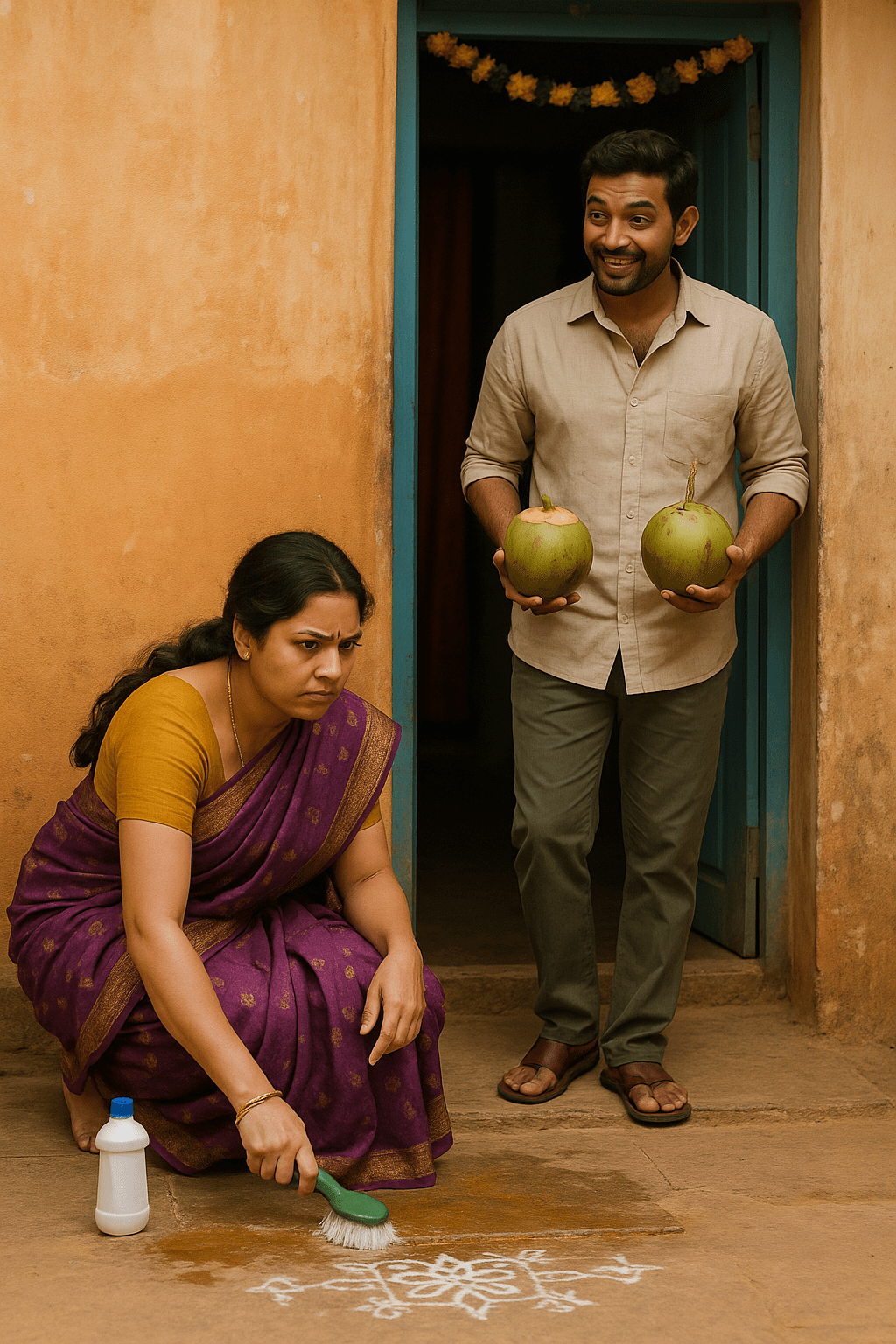 Spilling oil or turmeric at the threshold is considered&nbsp;unlucky