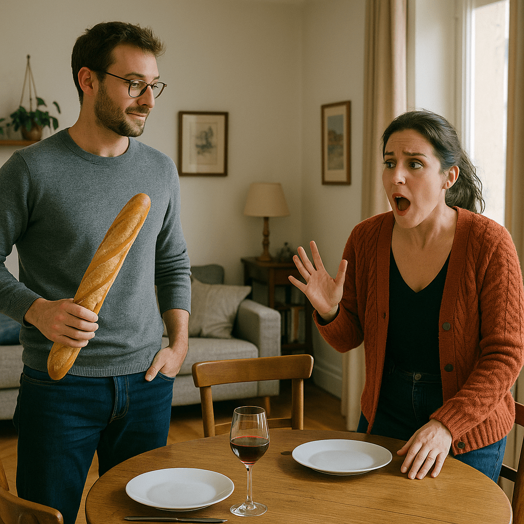 Placing a baguette upside down on the table invites poverty and&nbsp;hunger
