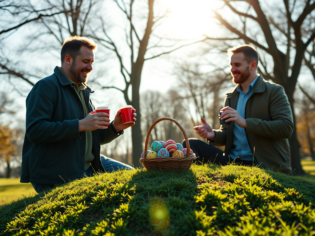 Painting eggs and rolling them downhill at Easter for&nbsp;luck