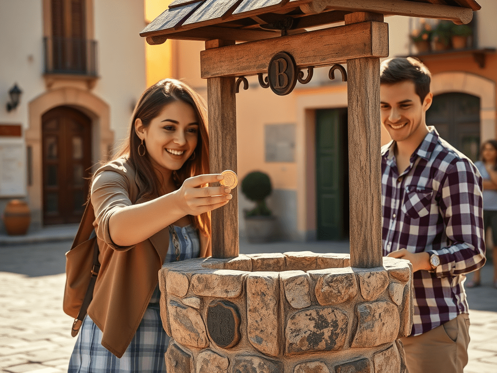 Tossing a coin into a well while making a wish is believed to make the wish come true if the coin hits the&nbsp;bottom