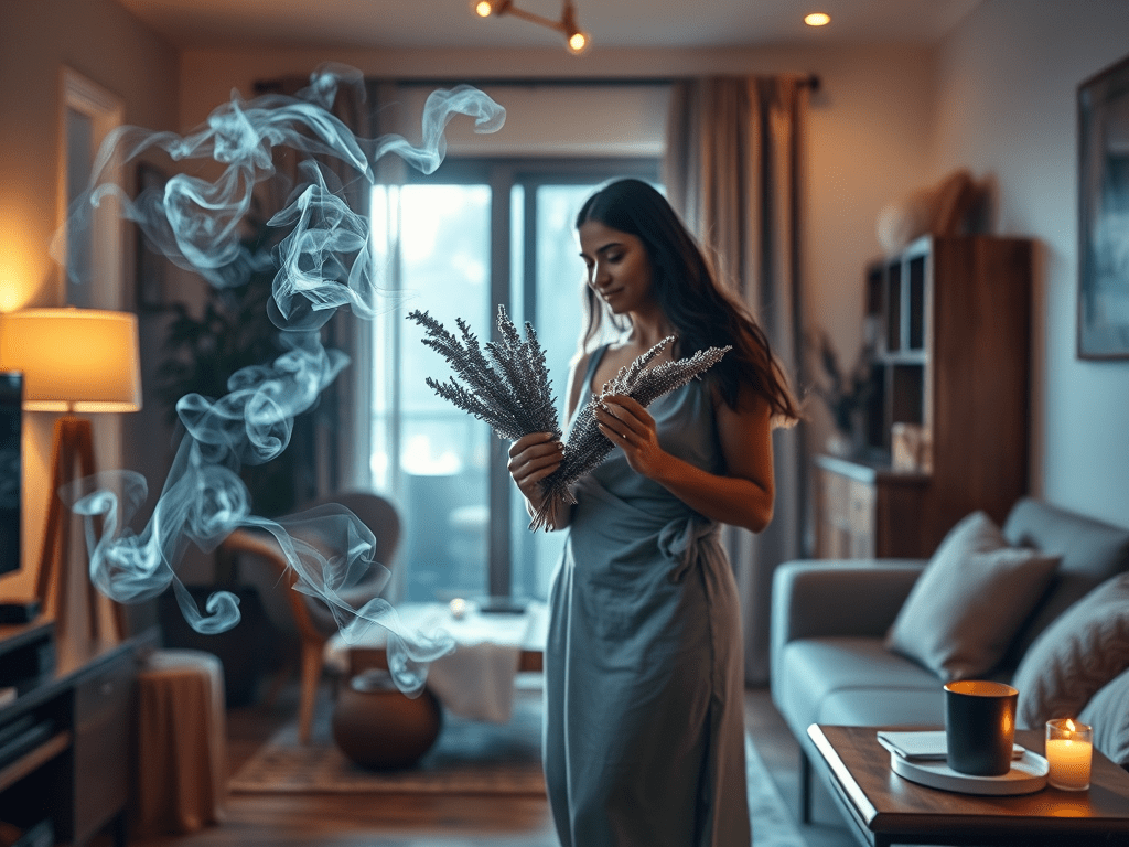 Blessing a new home with smoldering sage wards off evil spirits (First Nations&nbsp;tradition)