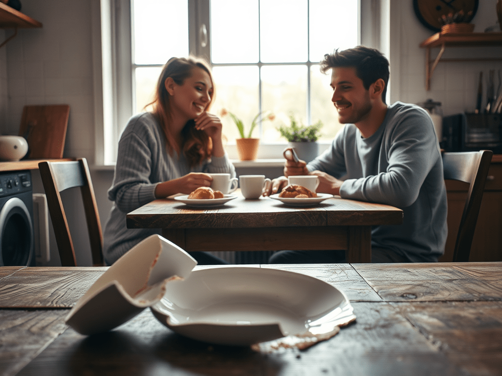 The phrase “Scherben bringen Glück” means “shards bring luck,” but not mirror&nbsp;shards