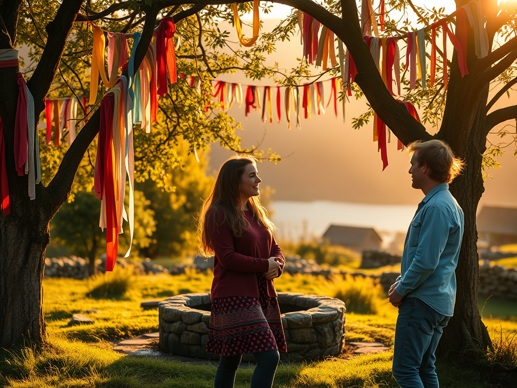 Touching or tying a cloth to a tree at a sacred well brings good&nbsp;fortune