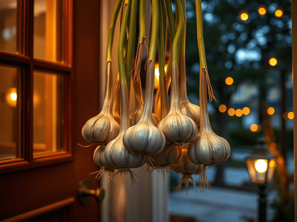 Hang garlic to drive away evil&nbsp;spirits