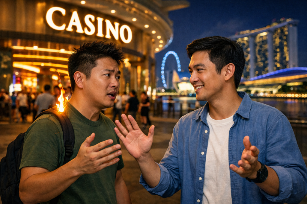 Never tap a gambler’s shoulder or you will “extinguish” the protective flames and cause them to&nbsp;lose